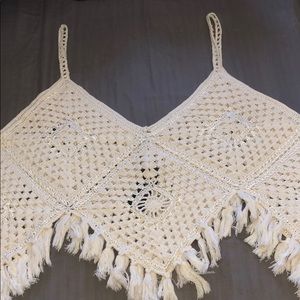 Crocheted Fringe Crop Top